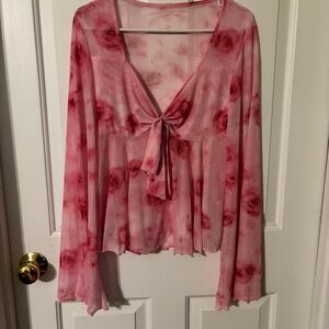 Floral Pink Sheer Women's Top